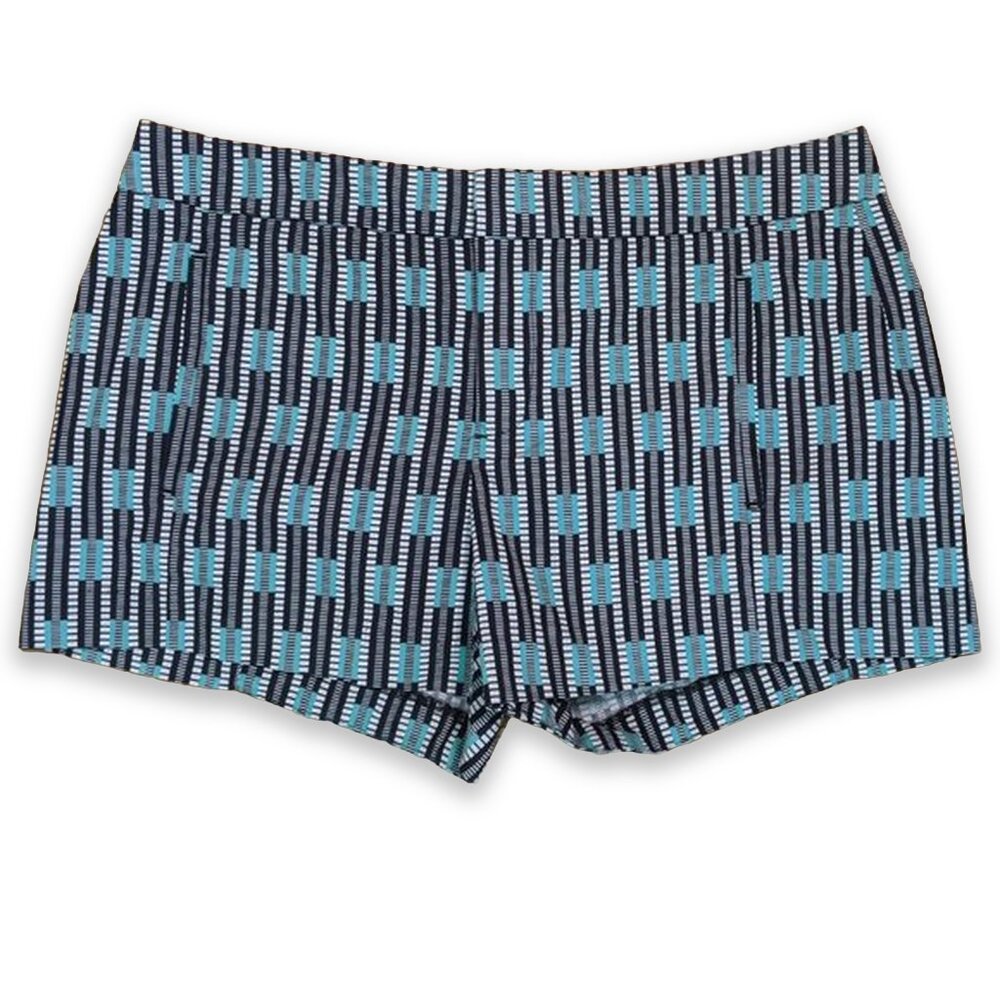 Gap Navy Turquoise White Geometric Print Chino Khaki Summer Shorts Women's Sz 6